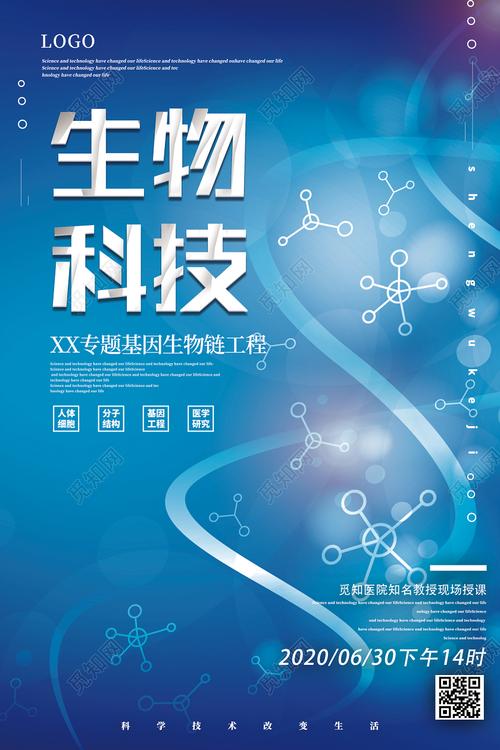 藍(lán)色大氣生物科技專題 基因生物鏈工程海報圖片下載
